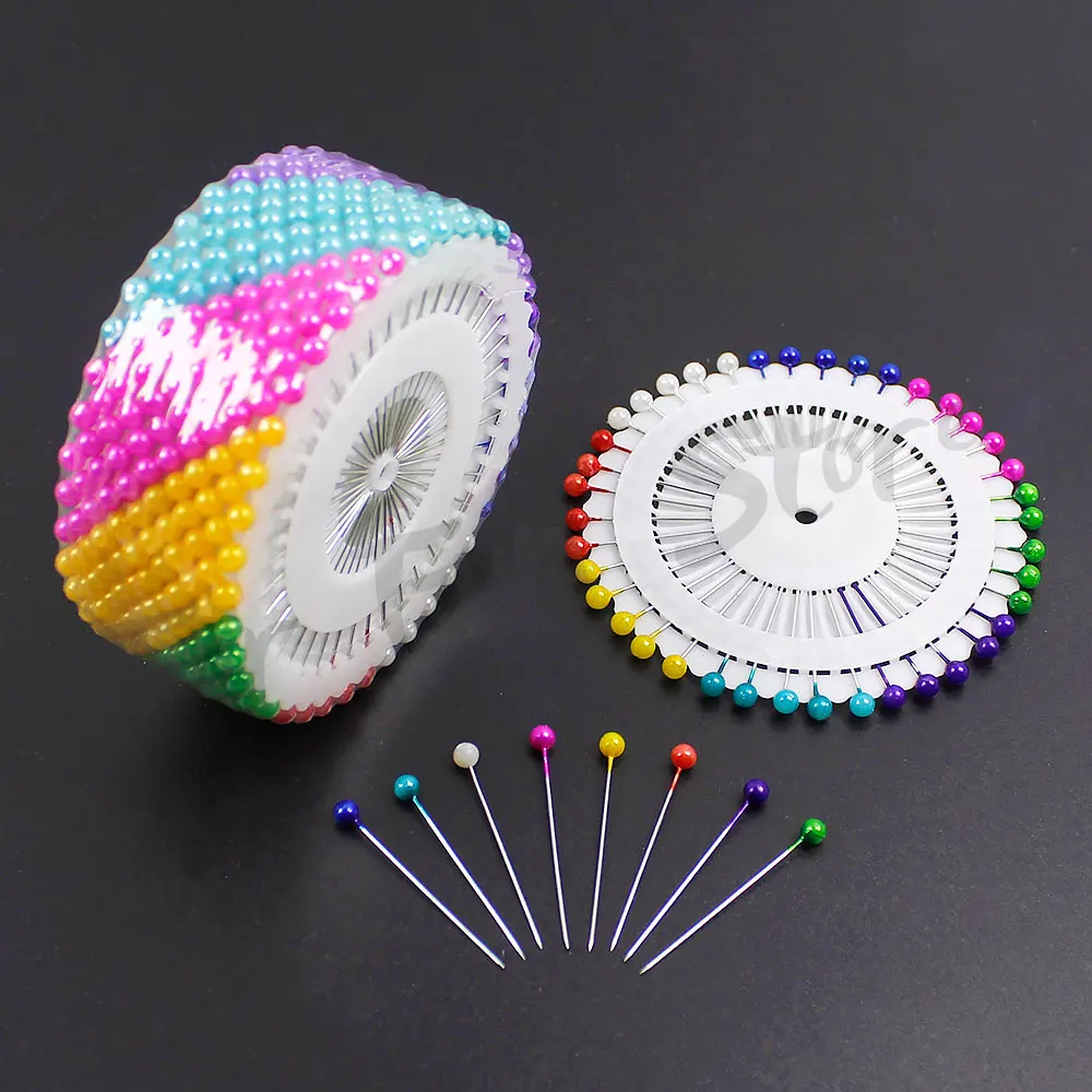 Pour Fun 480 pièces épingles à tête de perle colorée positionnement aiguilles de perle broche ronde disque tailleur couture aiguille de positionnement broche à grande tête