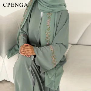 Robe Hijab luxueuse brodée de fleurs pour femmes musulmanes, élégante, dubaï, modeste, Abaya Eid, fête islamique, Jalabiya, Kaftan turquie