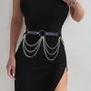 femmes sexy en cuir harnais ceinture taille chaîne harnais mode ceinture accessoire loisirs punk gothique vêtements bijoux ceinture