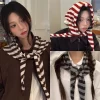 Écharpe triangle rayée pour femme, petite écharpe tricotée, à la mode, chaude et polyvalente, protection du cou, châle, automne et hiver
