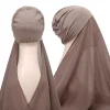 Hijab Instantané avec Casquette en Jersey de Mousseline de Soie pour Femme Musulmane, Voile, Mode Islamique, Écharpe de Sauna Hijab Instantané avec Casquette en Jersey de Mousseline de Soie pour Femme Musulmane, Voile, Mode Islamique, Écharpe de Sauna
