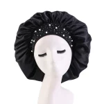 Nouvellement Satin Bonnet de nuit strass Bonnet de couchage femmes chapeau nuit soins des cheveux Salon douche maquillage bandeau musulman Hijab couvre-tête