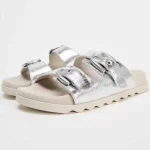 2025 été argent sandales plates pour femme en plein air classique boucle décontracté semelle épaisse plate-forme bord de mer femme chaussures de plage