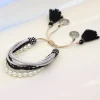 bracelet en cuir multicouche avec pompon pour femme, bijoux faits à la main bohèmes, bracelets de perles ajustables, cadeaux en gros, 216.239.