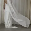 ethereal voile de mariage en mousseline soyeuse, voile long simple et élégant avec peigne zv078
