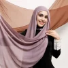 foulard hijab en coton modal de qualité supérieure, jersey doux, tissu respirant, turban, cravate longue, uni, à la mode, pour femmes