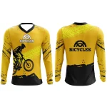 Maillot de cyclisme respirant, imprimés géométriques et de lettres, manches longues à col en v, pour la pêche, la course et les activités de plein air