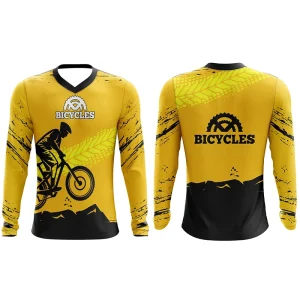 Maillot de cyclisme respirant, imprimés géométriques et de lettres, manches longues à col en v, pour la pêche, la course et les activités de plein air