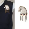 strass cheval oiseau vintage broches femmes unisexe glands zodiaque cheval broches banquet fête sac à dos cadeaux bijoux accessoires