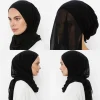 hijab instantané avec bouchons tubulaires pour femmes, en mousseline de soie de qualité supérieure, musulman, en coton modal doux, casquettes ouvertes, couleurs unies, châle en mousseline de soie, turban