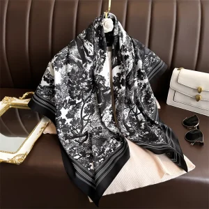 Foulards à fleurs léopard pour femmes, petit foulard carré, sac de cou Snood, hijab, marque de créateur de luxe, mode, 90x90cm Foulards à fleurs léopard pour femmes, petit foulard carré, sac de cou Snood, hijab, marque de créateur de luxe, mode, 90x90cm