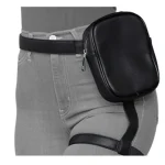 Tendance élégant noir femmes taille jambe ceinture en cuir Cool fille sac Fanny Pack pour randonnée en plein air moto Сумка Muж…… jambe sac