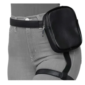 Tendance élégant noir femmes taille jambe ceinture en cuir Cool fille sac Fanny Pack pour randonnée en plein air moto Сумка Muж…… jambe sac