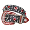 argent hommes femmes unisexe rouge grandes pierres ab western cowboy strass ceinture clouté diamant punk ceinture