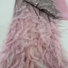 tissu en dentelle plume de luxe pour design couture, français, africain, nigérian, vêtements longs de bal, décorations à paillettes de mariage, cc1808