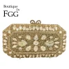 Boutique De FGG élégant Bling femmes or cristal pochette sacs De soirée fête De mariage strass boîte sacs à main Minaudiere sac à main
