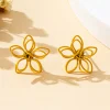 une paire de boucles d'oreilles pour femmes, fleurs métalliques, boucles d'oreilles simples avec plusieurs couleurs au choix, boucles d'oreilles et bijoux, adaptées à un usage quotidien et aux vacances