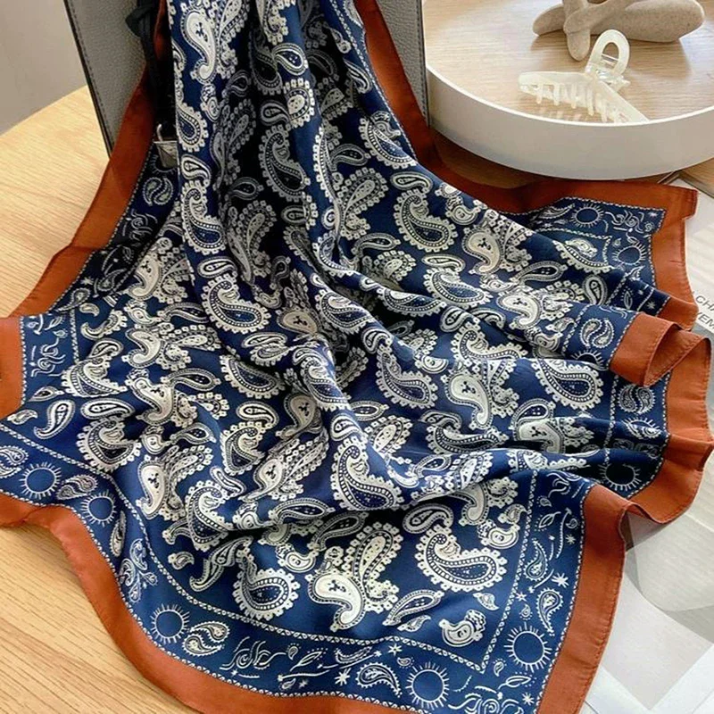 foulard carré en satin de soie pour femmes, 70cm, haut de gamme, mode, enveloppes hijab, rubans pour cheveux, foulard, châle, bandana