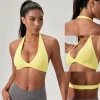 Soutien-gorge de sport de Yoga pour femmes, col licou, Design élégant au dos, soutien-gorge de gymnastique Sexy pour course à pied, Fitness