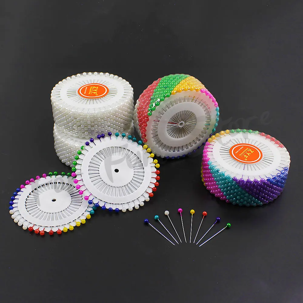 Pour Fun 480 pièces épingles à tête de perle colorée positionnement aiguilles de perle broche ronde disque tailleur couture aiguille de positionnement broche à grande tête