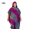 nouveau style de mode surdimensionné femmes africaines vêtements dubaï dashiki abaya taille libre conception d'impression avec écharpe robe longue ample