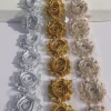 Fleurs en tissu brillant de 1y, 2.5 pouces, pour princesse, bandeaux pour filles, accessoires pour cheveux, chemises pour enfants, chaussures habillées, fleurs artisanales DIY