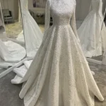 Ciynsia personnalisé luxe paillettes perlée robe De mariée pour mariée col haut dubaï arabe Hijab musulman robe De mariée Robes De Mariée
