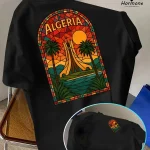 Vêtements de vacances décontractés! T-shirt à la mode pour hommes, T-shirt col rond imprimé «ALGERIA » – Respirant et évacuant l&rsquo;humidité, régulier
