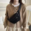 sac de taille décontracté de grande capacité pour femmes, sac de poitrine à bandoulière en velours côtelé marron, sac de ceinture antivol pour loisirs voyage, sac banane