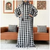 dernier ramadan femmes abaya deux chapeaux dubaï turquie islam vêtements de prière ponçage coton tissu robes islam femmes robe caftan