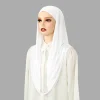 vente chaude ins maillot souple écharpe hijab instantanée pour les femmes musulmanes couleur unie prêt à porter hijab sport sous écharpe chapeaux