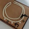 Ensemble de bijoux tendance pour femme, tour de cou, collier de perles, boucle d&rsquo;oreille, accessoires de fête
