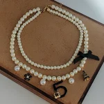 Ensemble de bijoux tendance pour femme, tour de cou, collier de perles, boucle d&rsquo;oreille, accessoires de fête