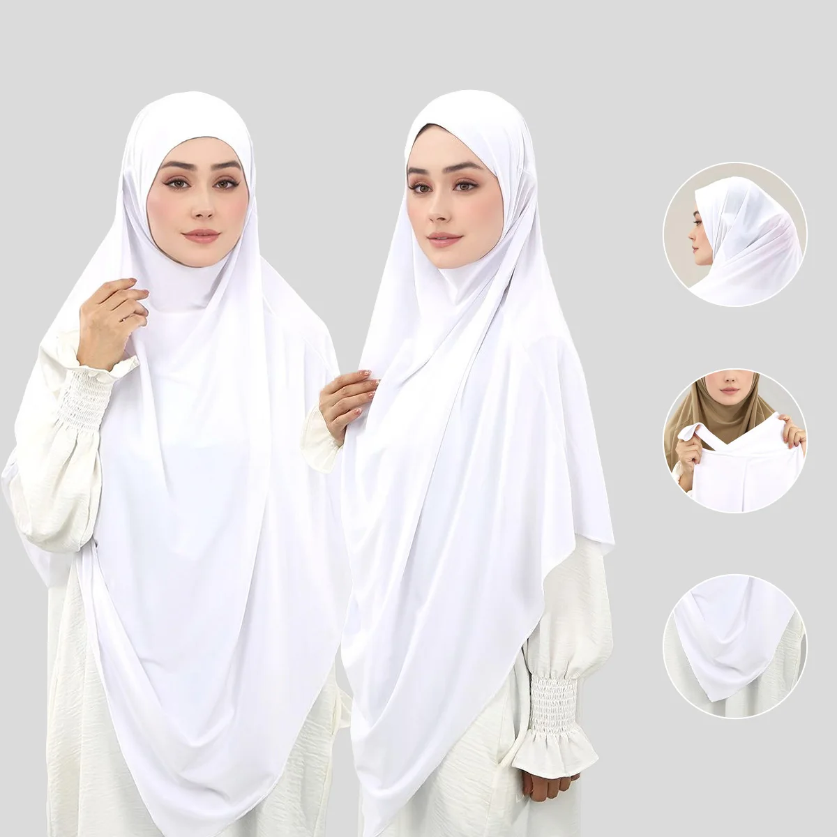 grand hijab instantané ethnique musulman solide pour femmes, jersey extensible, islamique malaisien, prêt à porter, turban khimar