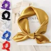 Foulard Carré en Satin Solide pour Femme et Fille, Bandeau de Luxe Doux, Foulard de la raq, du Bureau, du Hijab, du Sauna, Rubans de Sac, Cadeau