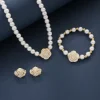 ensemble de bijoux camélia à la mode, collier + bracelet + boucles d'oreilles élégant en imitation de perles, bijoux pour femmes, rencontres, vacances de mariage