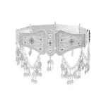 Chaîne de taille plaquée argent brillant pour femmes, chaînes de corps à la mode et lourdes, bijoux de corps indiens ethniques tribaux Vintage