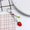 accessoire de téléphone chic fraise, breloque tendance pour femmes et filles, porte clés perlé, sac à main, sac à dos, décorations de portefeuille