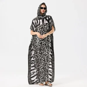 Robe Maxi d&rsquo;été bohème pour femmes, imprimé léopard, en soie, surdimensionnée, vêtements pour femmes africaines, dubaï Dashiki Abaya