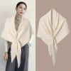 Écharpe rayée de style coréen simple, écharpe triangulaire tricotée épaisse en cachemire, cache cou, cape enveloppante pour filles