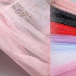 Tissu Tulle à paillettes, maille douce et illusoire de couleur arc-en-ciel pour bricolage, jupe de fille, bandeau, tissu de couture fait à la main, accessoire, matériaux en dentelle