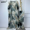 WINYI-Robe musulmane abaya à manches longues et col ras du cou pour femme, kaftan à imprimé abstrait, robe maxi élégante, vêtements pour femmes