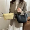 sac à bandoulière seau vintage pour femmes, petit sac à main fourre tout de couleur unie