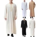 Mode musulmane hommes Jubba Thobes arabe Pakistan dubaï caftan Abaya Robes vêtements islamiques arabie saoudite noir longue robe chemisier