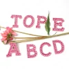 patchs de lettres anglaises en strass et perles roses, autocollants à repasser, appliqués 3d, perles faites à la main, mignons, diy bricolage, nouveauté