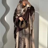femmes abaya écharpe 2 pièces ensemble cardigan robe dubaï eid imprimé musulman marocain caftan fête jalabiya robes largos arabe longue robe