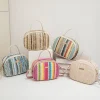sac tissé en paille coloré pour femmes, sac à main polyvalent de plage d'été, sac à bandoulière pour femmes