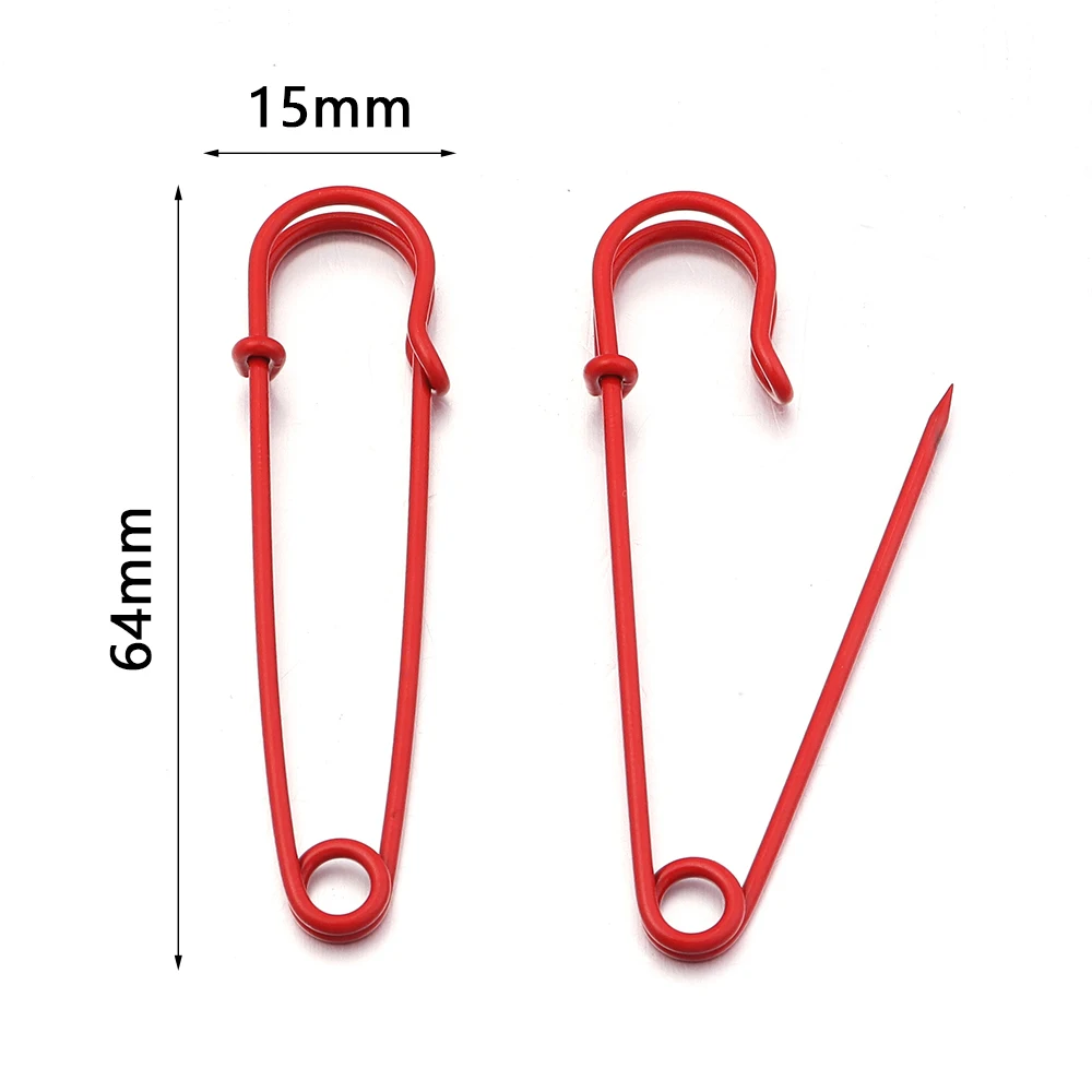 Épingles de sûreté 64x15mm, 10 pièces/lot, broche colorée en métal et fer, épingles à coudre pour la fabrication de bijoux, attaches pour vêtements, accessoires de décoration