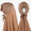 hijab instantané musulman pour femmes, bonnet avec châle en mousseline de soie, écharpe de tête, bandeau intérieur, couverture hijab extensible, turban