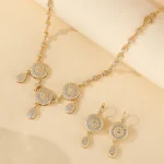 Ensemble de bijoux pour femmes à la mode et élégant (collier et boucles d&rsquo;oreilles) incrusté de strass abondants, bijoux de Banquet de mariage pour dames